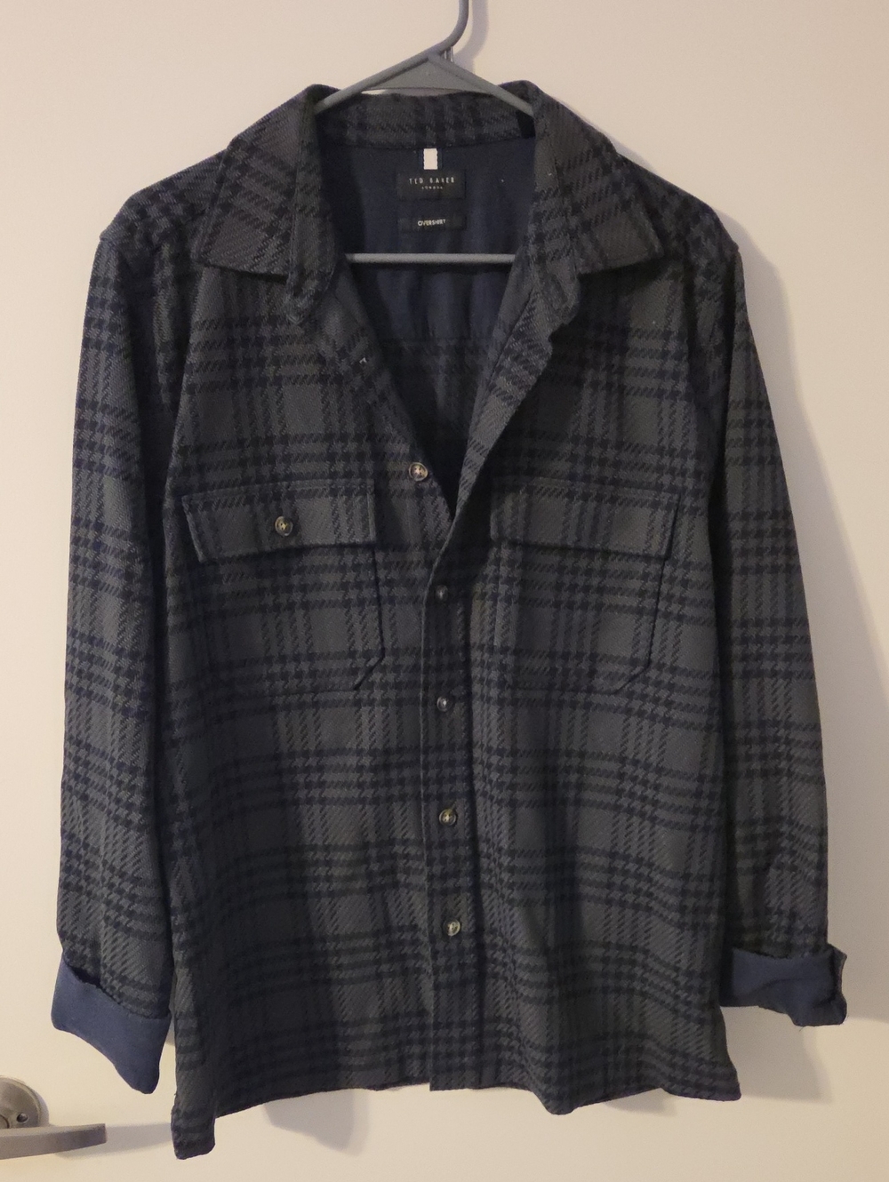 Ted Baker Navy Plaid Men's Button-Up Shirt